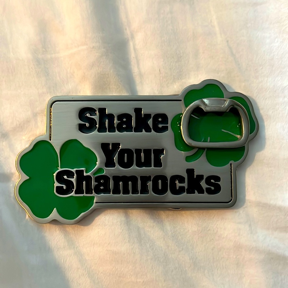 Shake Your Shamrocks belt buckle